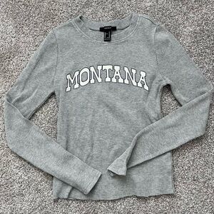 Gray Thermal Long Sleeve 'Montana' Top Size XS